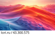Colorful Desert Landscape at Sunset With Soft, Gradual Hues. Стоковое AI-изображение, AI-художник Сергей Толмачёв / Фотобанк Лори