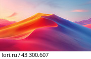 Colorful Desert Landscape at Sunset With Soft, Gradual Hues. Стоковое AI-изображение, AI-художник Сергей Толмачёв / Фотобанк Лори