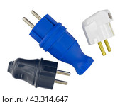 Электрические вилки на белом фоне. The electric plug on a white background. Стоковое фото, фотограф Татьяна Д / Фотобанк Лори