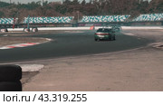 Drift cars pass the direction change zone on the ADM Raceway in Myachkovo. Russia. Moscow oblast. 08.06.2024. Редакционное видео, видеограф Ярославский Максим / Фотобанк Лори