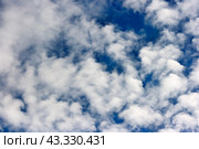 White spindrift clouds on blue sky, background. Стоковое фото, фотограф Радомир Тарасов / Фотобанк Лори