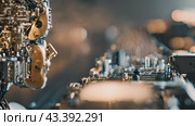 Mesmerizing synchronization of advanced robotic arms engaged in precision assembly tasks within a state-of-the-art high-tech manufacturing environment. Стоковое AI-видео, аниматор Данила Большаков / Фотобанк Лори