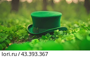 Explore the magic of the woods with this captivating close-up shot of a vibrant green leprechaun hat nestled among lush clover under the soft glow of a setting sun. Стоковое AI-видео, аниматор Данила Большаков / Фотобанк Лори