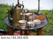 Tea ceremony table in traditional Arabic style. Стоковое фото, фотограф Андрей Журавлев / Фотобанк Лори