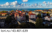 Zelenogradsk, Russia - October 9, 2022: Cityscape Cranz top ariel view. Редакционное фото, фотограф Наталья Симакова / Фотобанк Лори