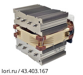 Радиатор для компьютерного микропроцессора. The heatsink for CPU on white background. Стоковое фото, фотограф Татьяна Д / Фотобанк Лори