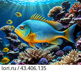 Яркий тропический мир кораллового рифа. The vibrant tropical world of the coral reef. Стоковое AI-изображение, AI-художник Гер Олег / Фотобанк Лори