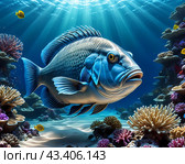 Яркий тропический мир кораллового рифа. The vibrant tropical world of the coral reef. Стоковое AI-изображение, AI-художник Гер Олег / Фотобанк Лори
