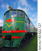 Тепловоз ТЭ3-7590, Музей истории и железнодорожной техники в Барановичах, Брестская область, Беларусь (2018 год). Редакционное фото, фотограф Алексей Иванов / Фотобанк Лори