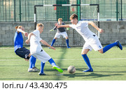 Junior football teams having scrimmage. Стоковое фото, фотограф Яков Филимонов / Фотобанк Лори