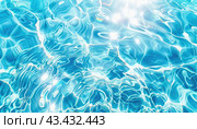 The sunlights reflection can be observed on the liquid surface of a swimming pool. Стоковое AI-изображение, AI-художник Юрий Поздников / Фотобанк Лори