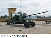 Зенитная пушка С-60, калибр 57 мм, противовоздушная оборона. Средняя Ахтуба, Волгоградская область, Россия. (2024 год). Редакционное фото, фотограф Андрей Цыганков / Фотобанк Лори