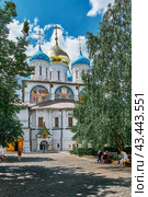 Novospassky Stavropigial Male Monastery, Spaso-Preobrazhensky Cathedral, 17th century, and the Church of St. Roman the Sweet singer with the tomb of the Romanov boyars: Moscow, Russia - 08 June, 2024. Редакционное фото, фотограф Алексей Голованов / Фотобанк Лори