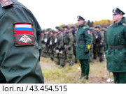 6 октября 2021 года на территории городских округов Клин, Истра и Волоколамск Московской области прошла ежегодная патриотическая акция «Марш кремлевских курсантов».6 октября 2021. Клин, Московская область, Россия. Стоковое фото, фотограф Артём Соболев / Фотобанк Лори