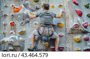 Recreational climbing involves adventure and competitiveness while scaling a wall for fun. Стоковое AI-изображение, AI-художник Юрий Поздников / Фотобанк Лори