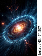 Celestial space phenomenon as supernova with exploding stars cosmic shock waves and radiant nebula on night sky. Perfect background for poster. Cosmic science spectacle concept. Copy ad text space. Стоковое AI-изображение, AI-художник Aleksandr Golubev / Фотобанк Лори