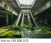 Abandoned Mall Overrun by Nature. Стоковое AI-изображение, AI-художник Кирилл Черезов / Фотобанк Лори