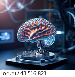Мозг и искусственный интеллект. Brain and artificial intelligence. Стоковое AI-изображение, AI-художник Irina Khaliavina / Фотобанк Лори