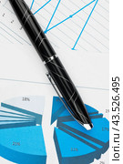Closeup of diagrams with a pen. Стоковое фото, фотограф Александр Собко / Фотобанк Лори