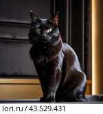 Черная кошка. Стоковое AI-изображение, AI-художник Albina Zaripova / Фотобанк Лори