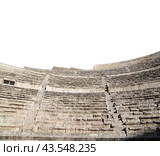 Roman Theatre in Amman, Jordan -- theatre was built the reign of Antonius Pius (138-161 CE), the large and steeply raked structure could seat about 6000 people. Carved, on white background (2014 год). Стоковое фото, фотограф Владимир Журавлев / Фотобанк Лори