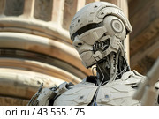 Робот у здания суда. Стоковое AI-изображение, AI-художник Щеголева Ольга / Фотобанк Лори