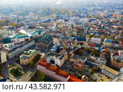 Aerial cityscape of Liberec city in Czech Republic. Стоковое фото, фотограф Яков Филимонов / Фотобанк Лори