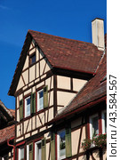 Half-timbered ( Fachwerk ) house in Maulbronn, Germany (2015 год). Стоковое фото, фотограф Сергей Стрелков / Фотобанк Лори
