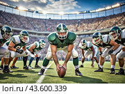 American football. Rugby. The concept of sports games and competitions. The Summer Olympic Games. Стоковое AI-изображение, AI-художник Photojuli / Фотобанк Лори
