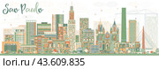 Abstract Sao Paulo Skyline with Color Buildings. Стоковая иллюстрация, иллюстратор Игорь Сорокин / Фотобанк Лори