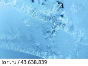 Морозный узор на зимнем оконном стекле.  Frost on a window pane. Стоковое фото, фотограф Лариса Гордеева / Фотобанк Лори