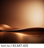 A close-up of bronze surface with a gradient, featuring curved lines and subtle light reflections. The texture of the bronze is smooth and metallic, creating a visually captivating abstract image. AI. Стоковое AI-изображение, AI-художник Юлия Петровская / Фотобанк Лори