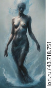 "Очарование водной стихии: девушка, окутанная брызгами воды". "The allure of the water element: a girl enveloped in a spray of water." Стоковое AI-изображение, AI-художник Владислав Матвейчук / Фотобанк Лори
