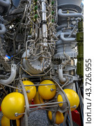 Fragment of the most powerful liquid-propellant rocket first-stage engine made in Russia, burns 2393 kg of fuel in 1 second. Стоковое фото, фотограф Сергей Фролов / Фотобанк Лори