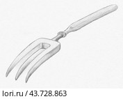 Карандашный набросок оптической иллюзии магической вилки. Стоковая иллюстрация, иллюстратор Игорь Мальцев / Фотобанк Лори
