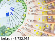 Евро купюры на белом фоне. Euro banknotes money. Стоковое фото, фотограф Татьяна Д / Фотобанк Лори