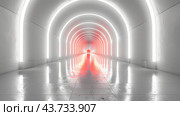 Illuminated Passageway With Dynamic Light Effects Creating a Futuristic Atmosphere in a Modern Space. Стоковое AI-изображение, AI-художник Сергей Толмачёв / Фотобанк Лори