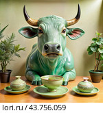 bull in the china shop idiom illustration. Стоковое AI-изображение, AI-художник Виктор Застольский / Фотобанк Лори