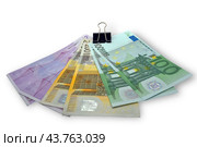 Евро купюры на белом фоне. Euro banknotes money. Стоковое фото, фотограф Татьяна Д / Фотобанк Лори