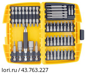 Набор сменных насадок, бит, для отверток на белом фоне. A variety of replaceable nozzles for screwdriver bits on a white background. Стоковое фото, фотограф Татьяна Д / Фотобанк Лори
