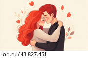 A man and a woman are intimately kissing and embracing each other with affection and love. Стоковое AI-изображение, AI-художник Юрий Поздников / Фотобанк Лори
