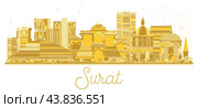 Surat India City skyline golden silhouette. Стоковая иллюстрация, иллюстратор Игорь Сорокин / Фотобанк Лори