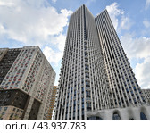 Moscow, Russia - 15 July. 2024. Wellton Towers - a modern residential skyscraper with apartments. Редакционное фото, фотограф Володина Ольга / Фотобанк Лори