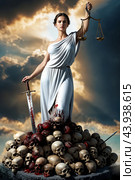 The Ruthless Goddess of Justice - Themis. Стоковое AI-изображение, AI-художник RamA / Фотобанк Лори