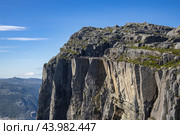 Pulpit Rock Preikestolen Beautiful Nature Norway. Стоковое фото, фотограф Андрей Армягов / Фотобанк Лори