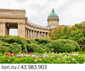 Казанский кафедральный собор в летний день. Санкт-Петербург. Россия (2024 год). Стоковое фото, фотограф E. O. / Фотобанк Лори