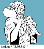 Пещерный человек с рогом с пивом / caveman with horn with beer. Стоковая иллюстрация, иллюстратор Александр Паньков / Фотобанк Лори