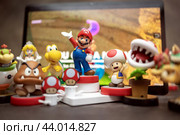 MOSCOW, RUSSIA - September 08, 2022: Super Mario Bros figure character.Super Mario is a Japanese platform video game series and media franchise created by Nintendo and featuring their mascot, Mario. Редакционное фото, фотограф Андрей Армягов / Фотобанк Лори