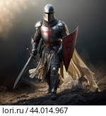 A knight on the battlefield. Стоковое AI-изображение, AI-художник RamA / Фотобанк Лори