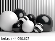 Black and white inflated balls background. Стоковое AI-изображение, AI-художник Анастасия Золотницкая / Фотобанк Лори